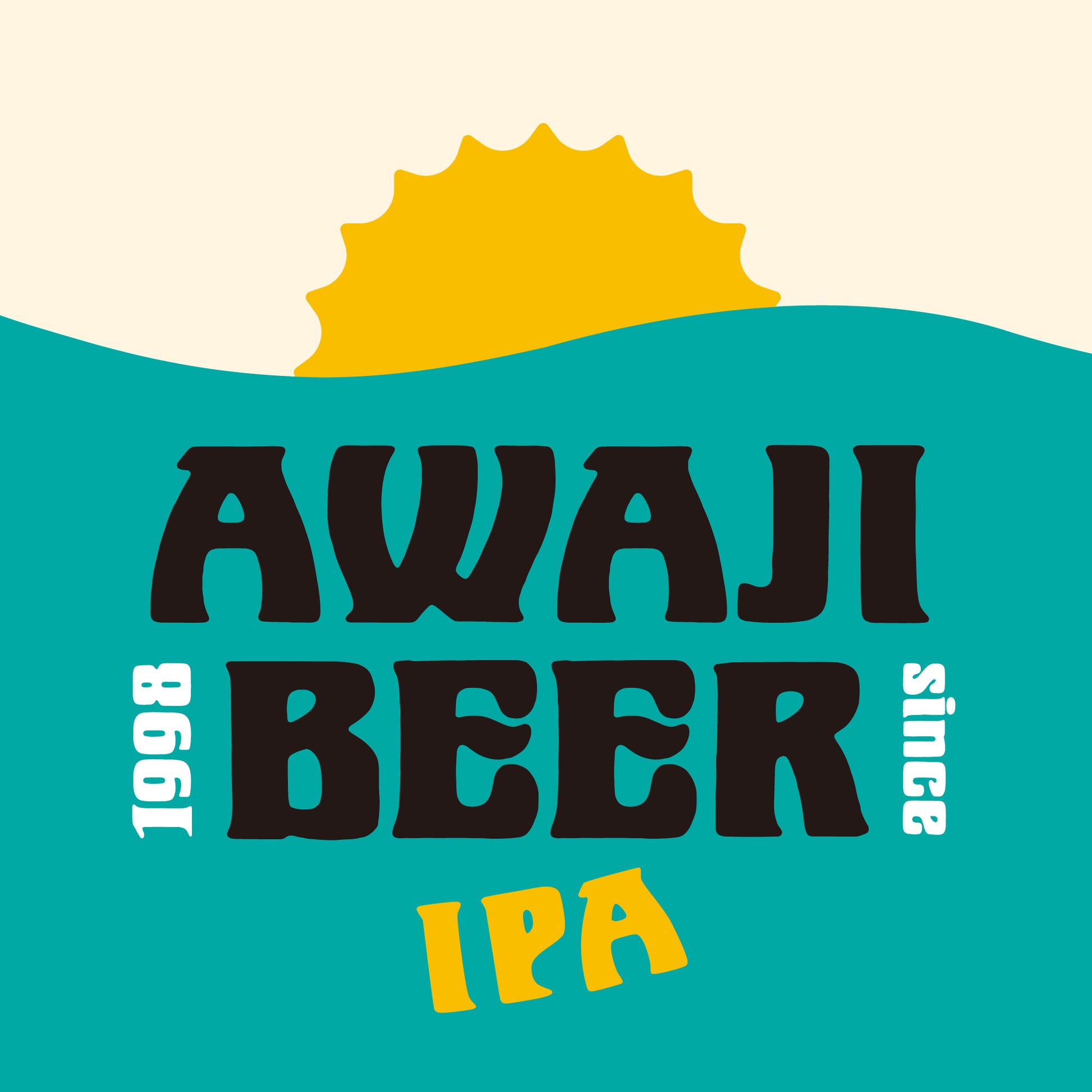 淡路ビールのロゴ　IPA（エメラルドグリーンと黄色）