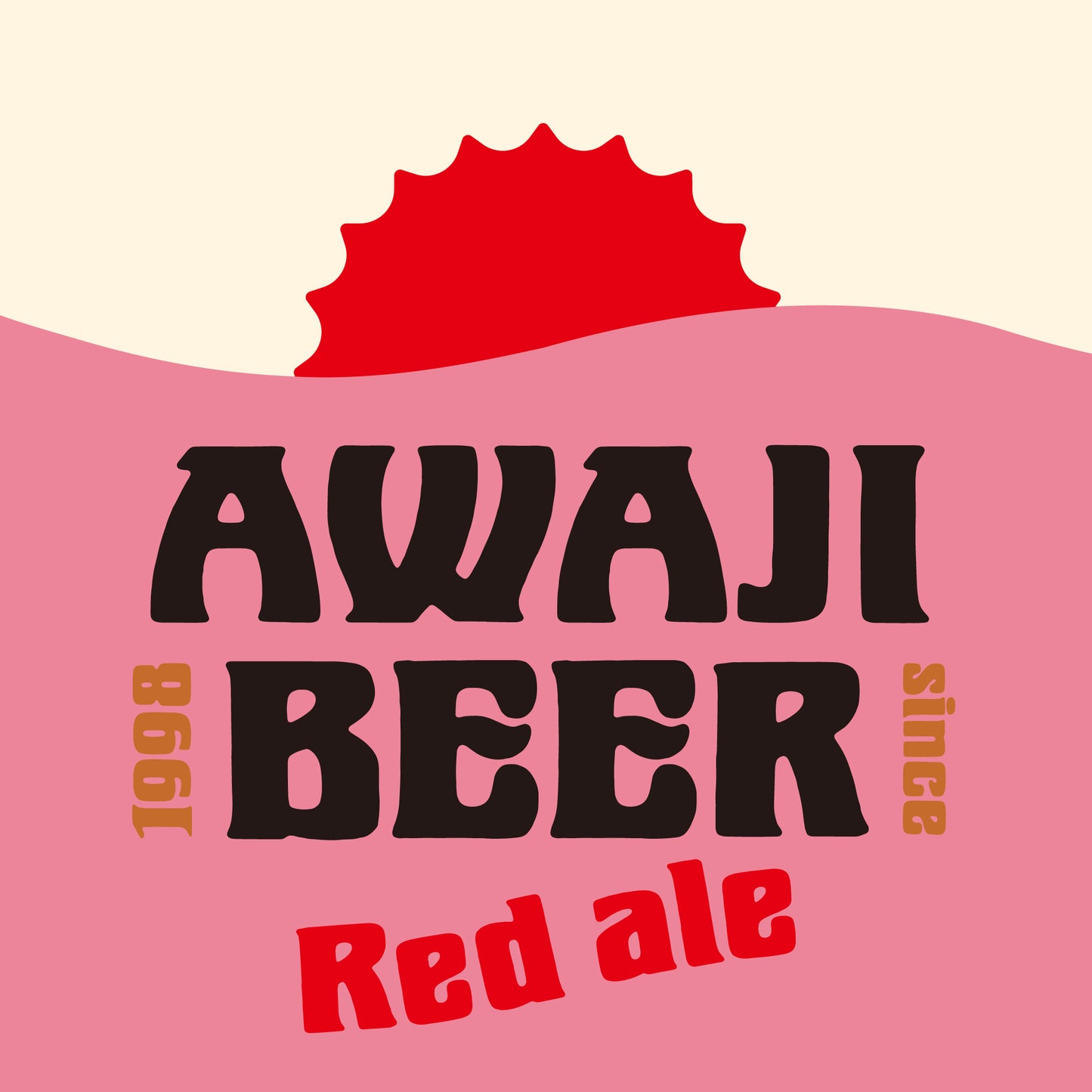淡路ビールのロゴ　レッドエール（ピンクと赤色）