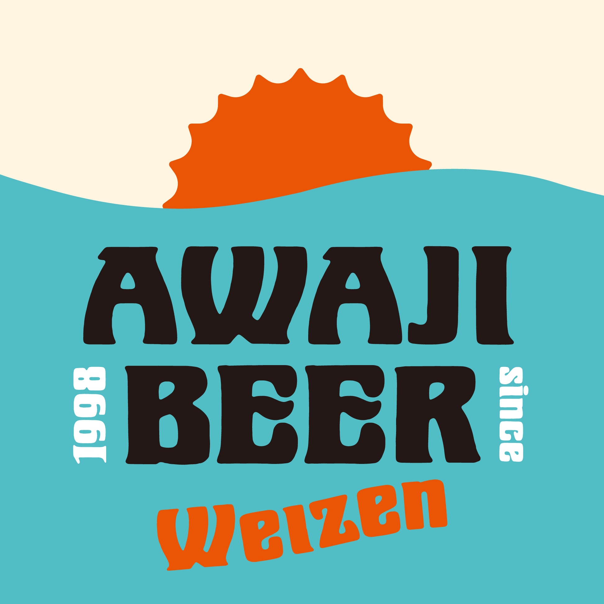 淡路ビールのロゴ　ヴァイツェン（水色と赤色）