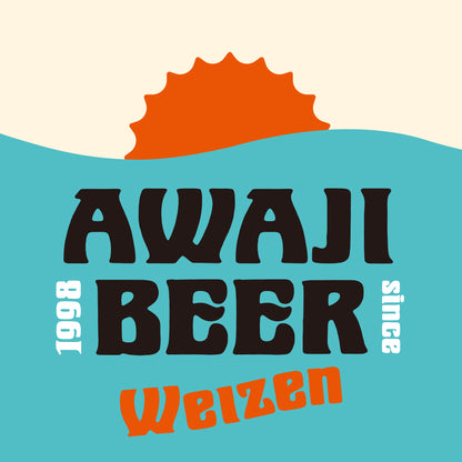 淡路ビールのロゴ　ヴァイツェン（水色と赤色）